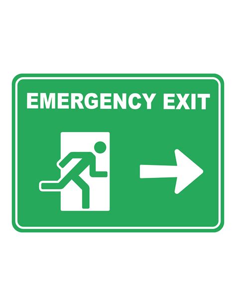 Emergency Exit Running Man Arrow Right Emergency Safety Sign