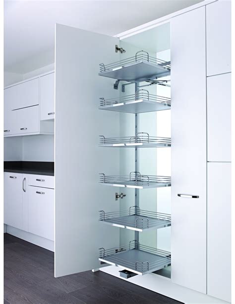 KATS500SILV 500mm Kessebohmer Tall Tandem Solo Larder Baskets, Hinged Doors