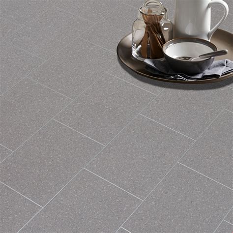 Monzen Grey tile effect Matt Vinyl flooring 4 m² | Departments | DIY at B&Q