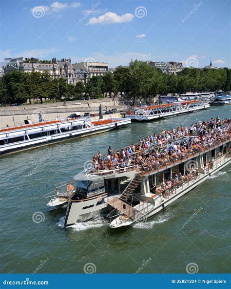 Tourists on a Seine River Boat Tour of Paris, France. Editorial Stock ...