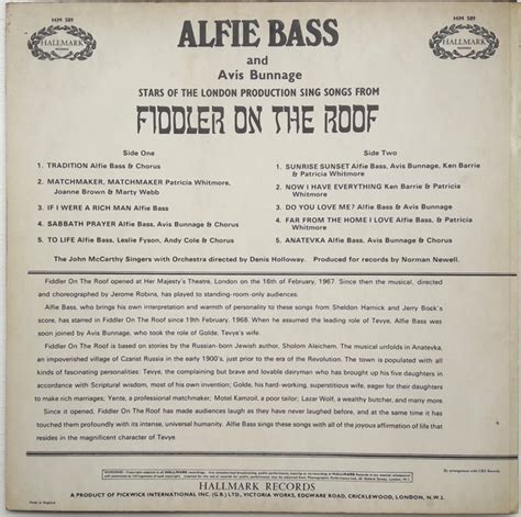 Alfie Bass And Avis Bunnage - Fiddler On The Roof (LP, Album) (Near ...