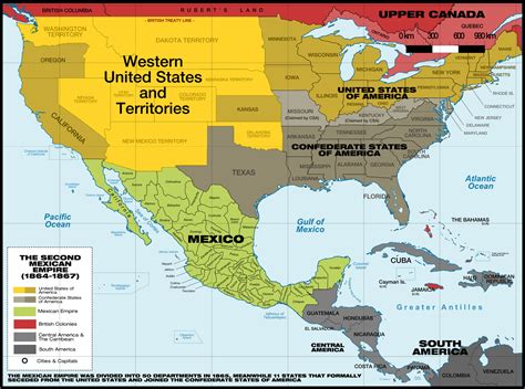 The Second Mexican Empire or North America in 1864 (1500x1117) : MapPorn