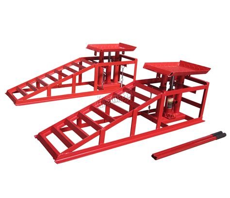 FoxHunter Metal Vehicle Car Ramp Lift With 2 Ton Hydraulic Jack 1Pair ...