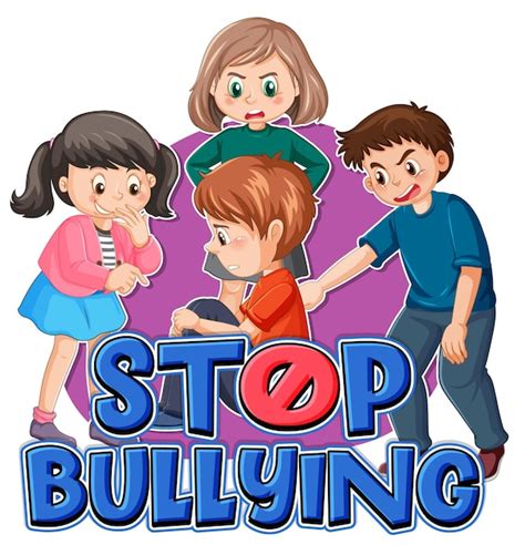 Free Vector | Stop Bullying Word with Cartoon Character