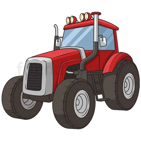 Cartoon Red Tractor Illustration Vector Clip Art - FriendlyStock