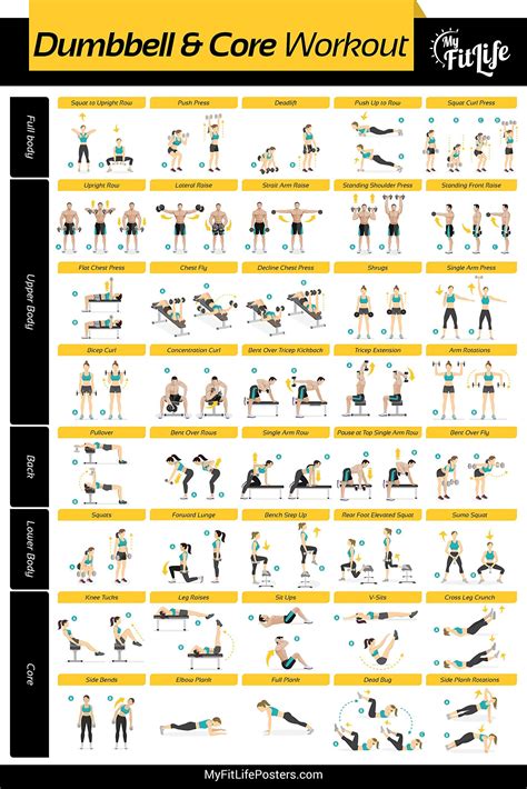 My Fit Life Gym Dumbbell and Core Workout Poster Laminated ...