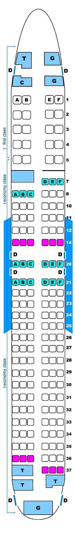 Seat Map Continental Airlines Boeing B737 800 (20/132) | Continental ...