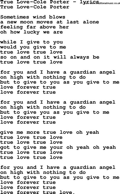 Love Song Lyrics for:True Love-Cole Porter