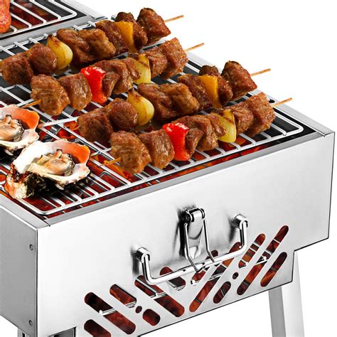 VEVOR Portable Charcoal BBQ Grill Outdoor Barbecue Charcoal Stainless ...