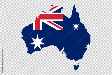 Australia flag on map isolated on png or transparent background,Symbol ...