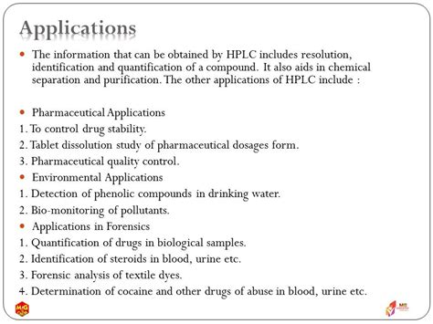 MG SCHOOL SCIENCE: HIGH PERFORMANCE LIQUID CHROMATOGRAPHY (HPLC)