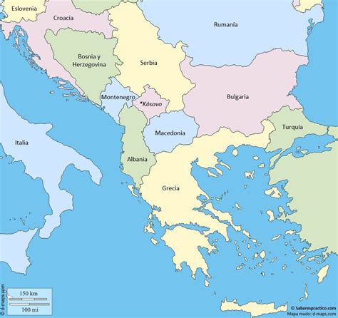 Mapa de los países balcánicos