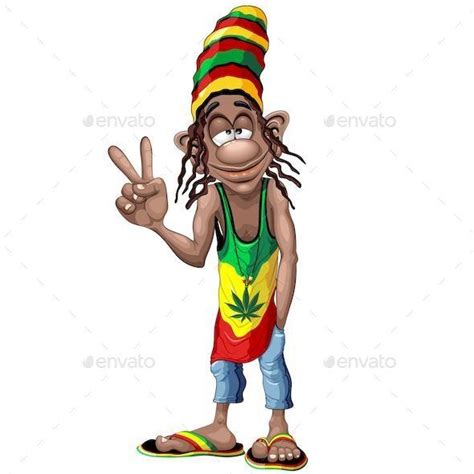 Rastafari Cool Peace Sign Cartoon Character | Rastafari art, Rasta art ...