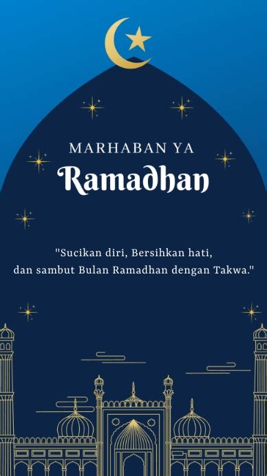 Blue Modern Quotes Marhaban ya Ramadhan 1444 Template | PosterMyWall