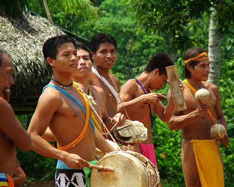 Music Embera men from Chagres National Park Central American, South ...