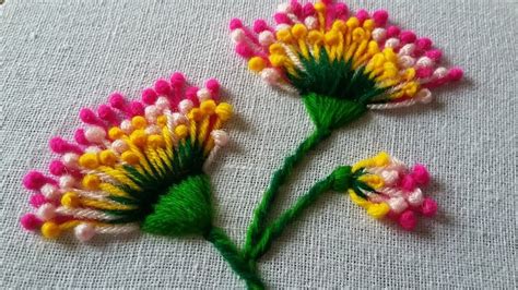 Hand embroidery of flowers with polan stitch | 38 | - YouTube