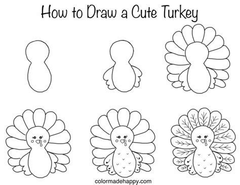 How to Draw a Cute Turkey