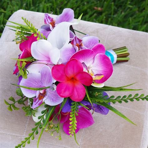 Orchid Bouquet Tropical Bouquet Beach Wedding Bouquet - Etsy