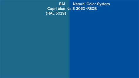 RAL Capri blue (RAL 5019) vs Natural Color System S 3060-R80B side by ...