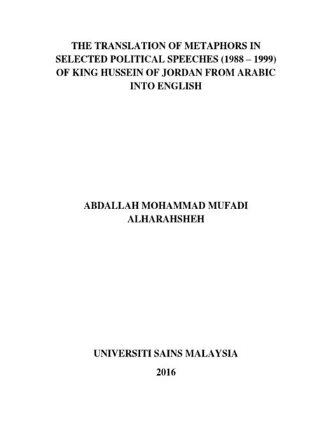 2016 - The Translation of Metaphors in Selected Political Speeches ...