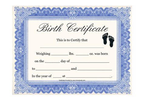 Birth Certificate Template - Footprints Download Printable PDF ...