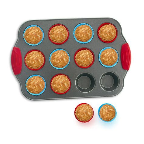 12-Cup Mini Muffin Pan with Silicone Muffin Cups (Set of 12) by Boxiki ...