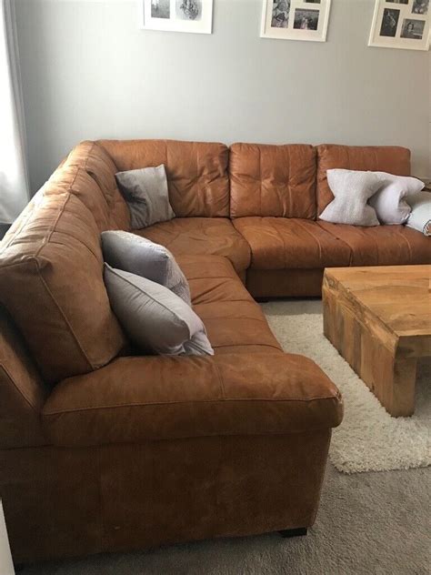 Tan Leather Corner Sofa, Chair and Foot stool | in Tayport, Fife | Gumtree