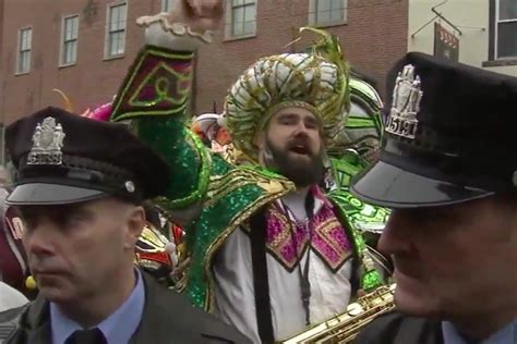 WATCH: Jason Kelce Marches With the Mummers