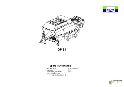 Deutz-Fahr GP 81 Balers Square Big 2007 Parts Manual Catalog Pdf ...