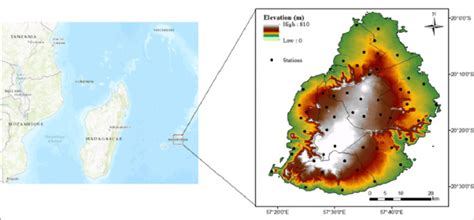 Location of Mauritius in the South West Indian Ocean region (left) and ...