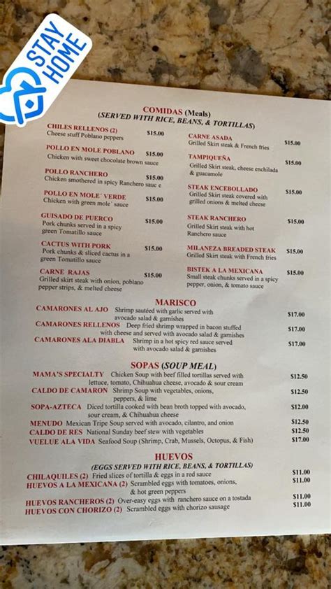 Santi's Restaurante Mexicano Menu - Charleston, South Carolina