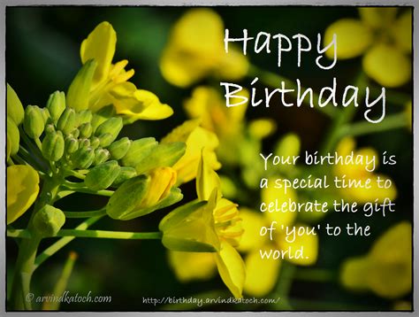 Birthday Card with yellow flowers (Your birthday is a special time to ...