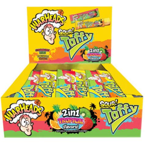 Warheads Sour Taffy Two In One Tropical Flavours 24x1.49oz - Pacific ...