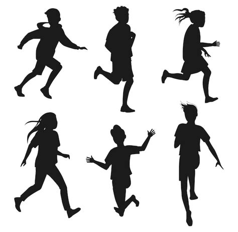 Children Running Silhouette