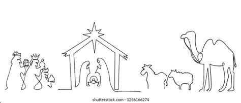 Continuous Line Drawing Nativity Jesus Bible: Vector có sẵn (miễn phí ...