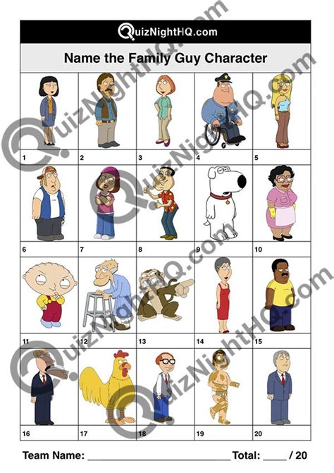 Family Guy Characters 001 – QuizNightHQ