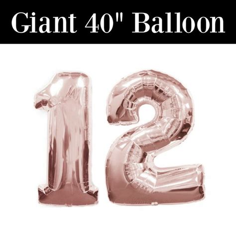 GIANT Number 12 Gold Rose Balloon 40 12th Birthday - Etsy