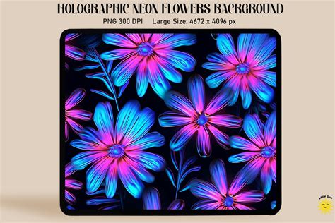 Holographic Neon Daisy Flowers Graphic by Lazy Sun · Creative Fabrica