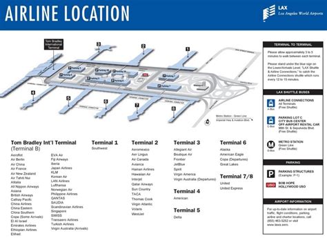 Los Angeles Airport Terminals Map - LAX Airlines Location Map ...