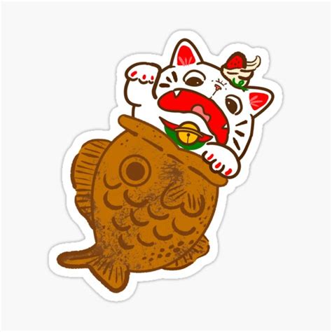 "Taiyaki Neko" Sticker for Sale by fluffymafi | Redbubble