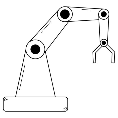 Hand drawn robotic arm. Development of manipulators, robotics. Assembly ...