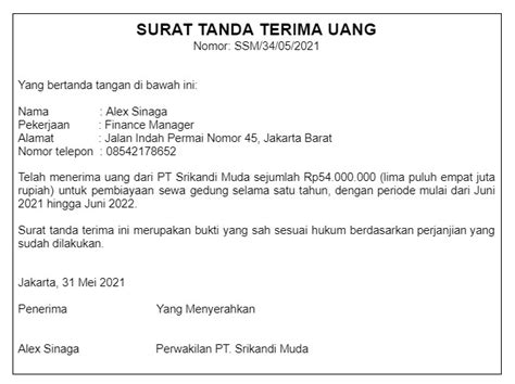 Contoh Surat Tanda Terima Uang - 56+ Koleksi Gambar