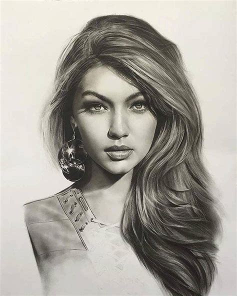 Gigi Hadid drawing | Portrait drawing, Portrait, Pencil drawings