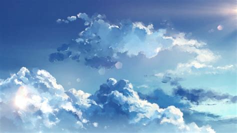 Download Light Blue Anime Aesthetic Clouds Laptop Wallpaper ...