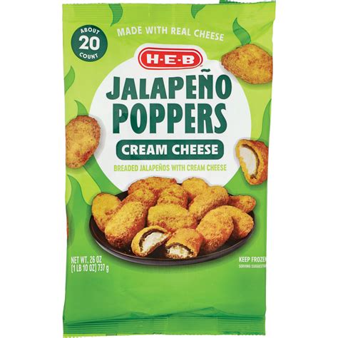 H-E-B Frozen Cream Cheese-Stuffed Breaded Jalapeño Poppers - Shop ...