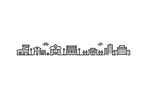 City outline landscape. Minimal cityscape. Contour black and