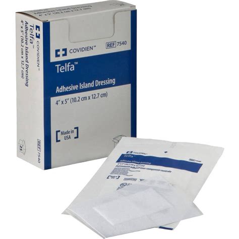 7540 Dressing Telfa Island Wound LF St Gauze 4x5" White Adhesive - 25 ...