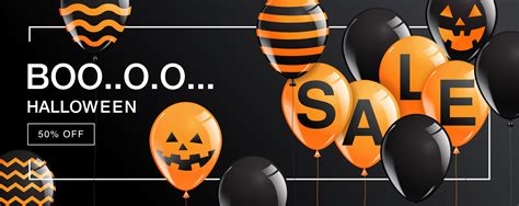 Halloween boo sale banner with balloons on black 1222794 Vector Art at ...