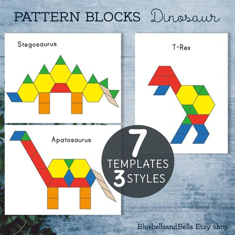 Dinosaur Pattern Blocks Printable Templates. Preschool and Kindergarten ...