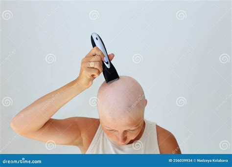 Consequences of Chemotherapy. Shaving Hair on the Head with a Razor ...